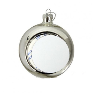 Шар елочный пластик серебро (со вставкой для сублимации D51мм) D80мм (1/100)