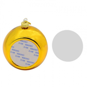 Шар елочный пластик золото (со вставкой для сублимации D51мм) D80мм (1/100)