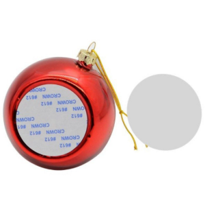 Шар елочный пластик красный (со вставкой для сублимации D51мм) D80мм (1/100)