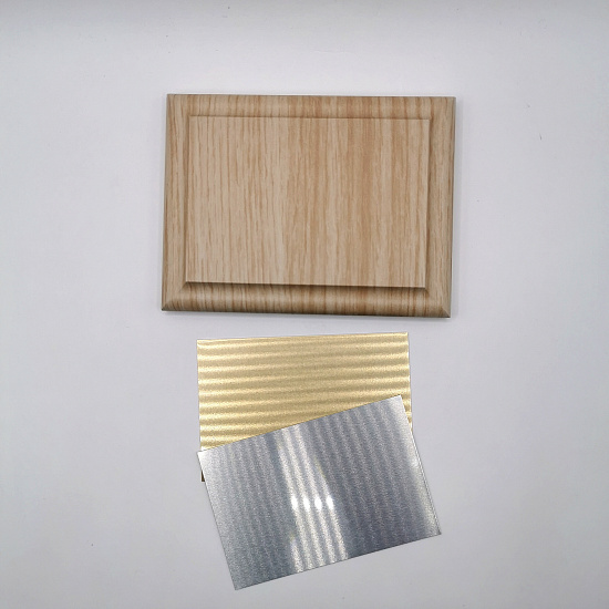 Номер на дверь комплект (основа+алюминий 2 шт+скотч) 90х120мм (Беленный дуб) (1/28)